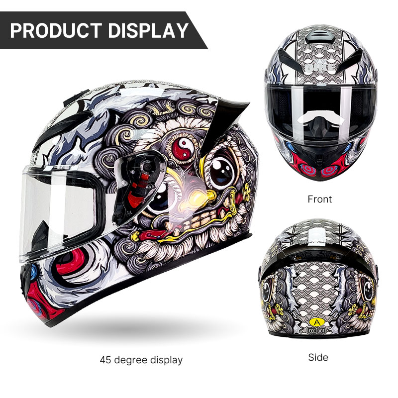 High-Definition Nezha Pattern  - đánh giá và giá Full Face Motorcycle Helmet With Bluetooth